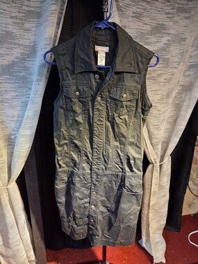 Diesel Sleeveless Collared Shirt Dress Button Up Dark Gray XL